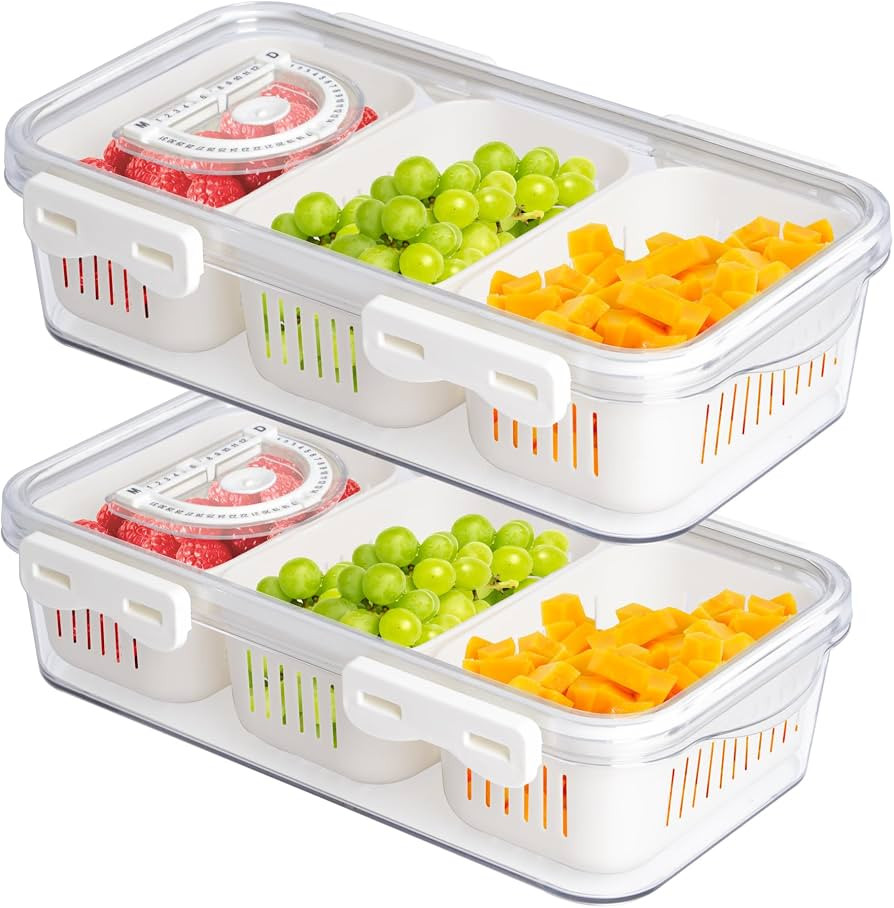 Eanpet 2Pack Divided Snackle Box Charcuterie Container Poratble Bacon Container for Refrigerator ... | Amazon (US)