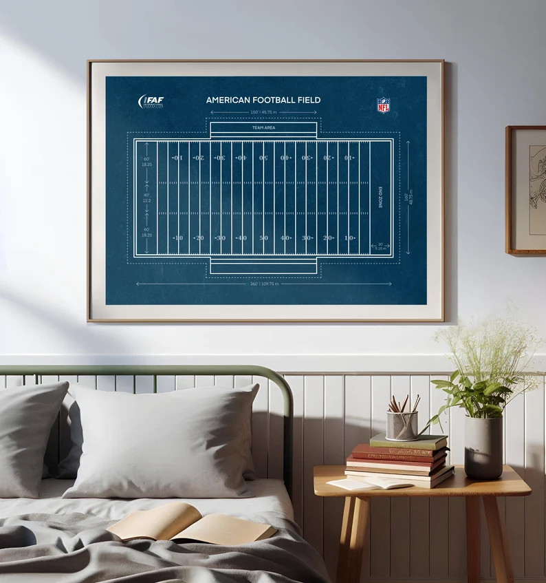 American Football, Football Field Blueprint, IFAF, Football Blueprint, Sport, Gift for Football L... | Etsy (US)