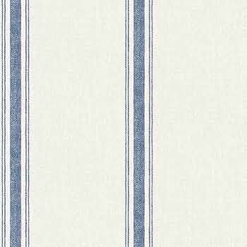 Chesapeake 3115-12462 Linette Fabric Stripe Wallpaper, Blue | Amazon (US)