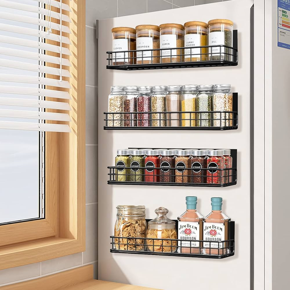 Spaclear Magnetic Spice Rack, 4 Pack Spice Rack Organizer for Refrigerator, Strongly Moveable Kit... | Amazon (US)