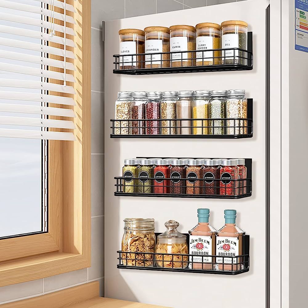 Spaclear Magnetic Spice Rack, 4 Pack Spice Rack Organizer for Refrigerator, Strongly Moveable Kit... | Amazon (US)