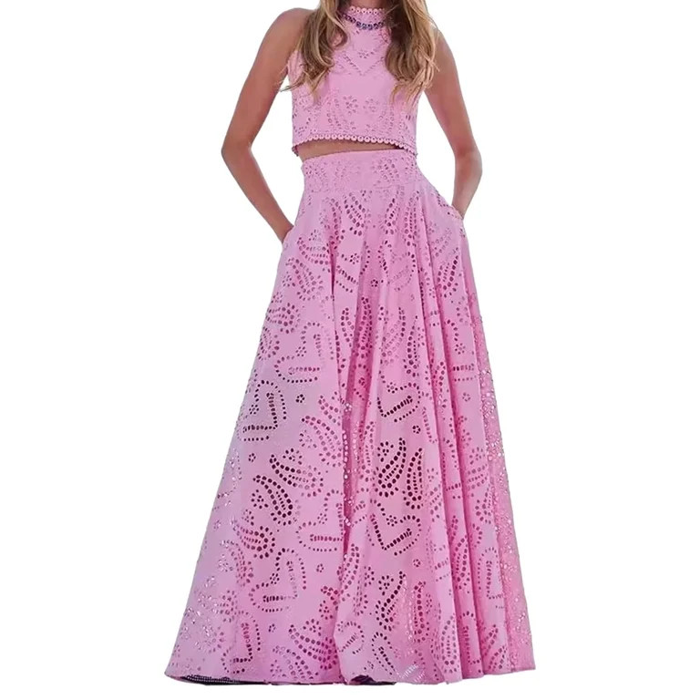 Women's Summer 2 Piece Outfits,Crop Tank Tops Long Skirt,Set Sleeveless Maxi Dress Nightclub Part... | Walmart (US)
