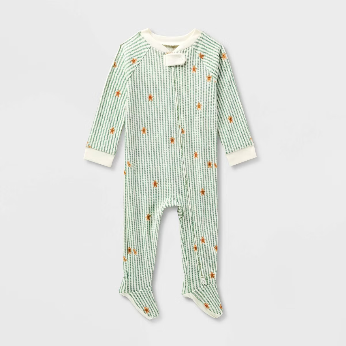 Baby Gingerbread Striped Ribbed Holiday Matching Family Footed Pajama - Wondershop™ Cream | Target