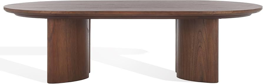 SAFAVIEH Couture Collection Barnard Walnut Oval Solid Wood Coffee Table | Amazon (US)