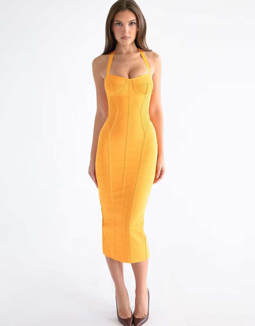 House of CB the sculpt midi bandage dress in orange sherbet | ASOS (Global)