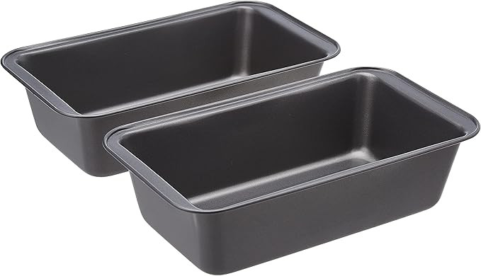 Amazon Basics Rectangular Baking Bread Loaf Pan, 9.5 x 5 Inch, Set of 2, Gray | Amazon (US)
