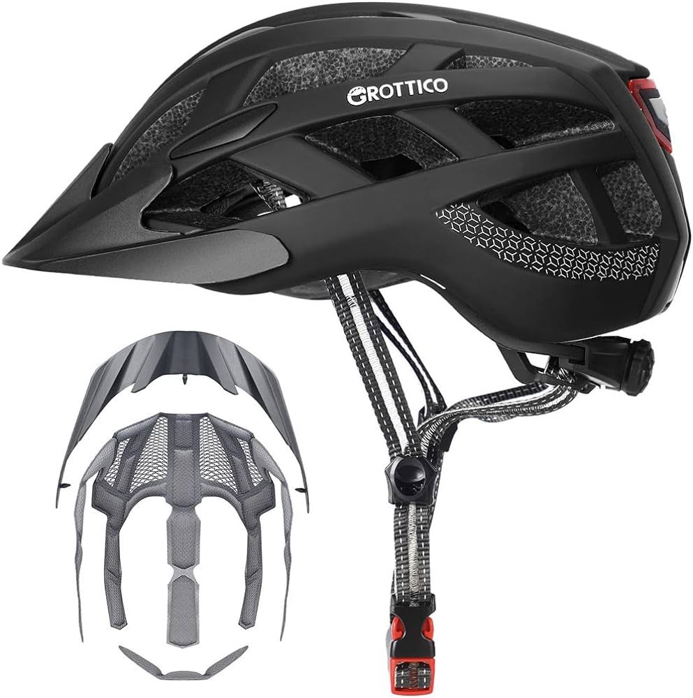 Adult-Men-Women Bike Helmet with Light - Mountain Road Bicycle Helmet with Replacement Pads & Det... | Amazon (US)
