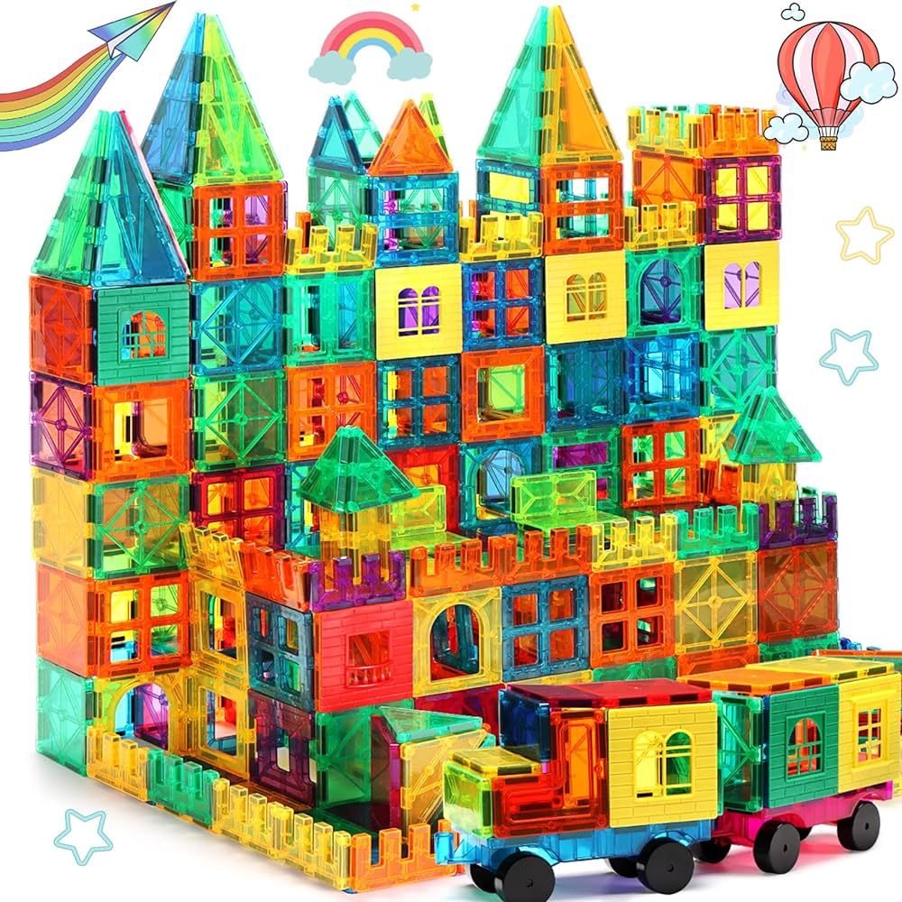 FNJO Magnetic Tiles, 100PCS Building Blocks, Magnets Building Set, STEM Toys Christmas Toy Gift f... | Amazon (US)