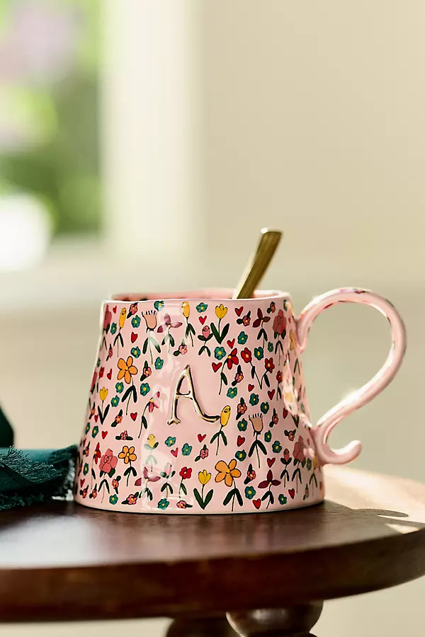 Stoneware 24k Gold Accent Monogram Mug | Anthropologie (US)