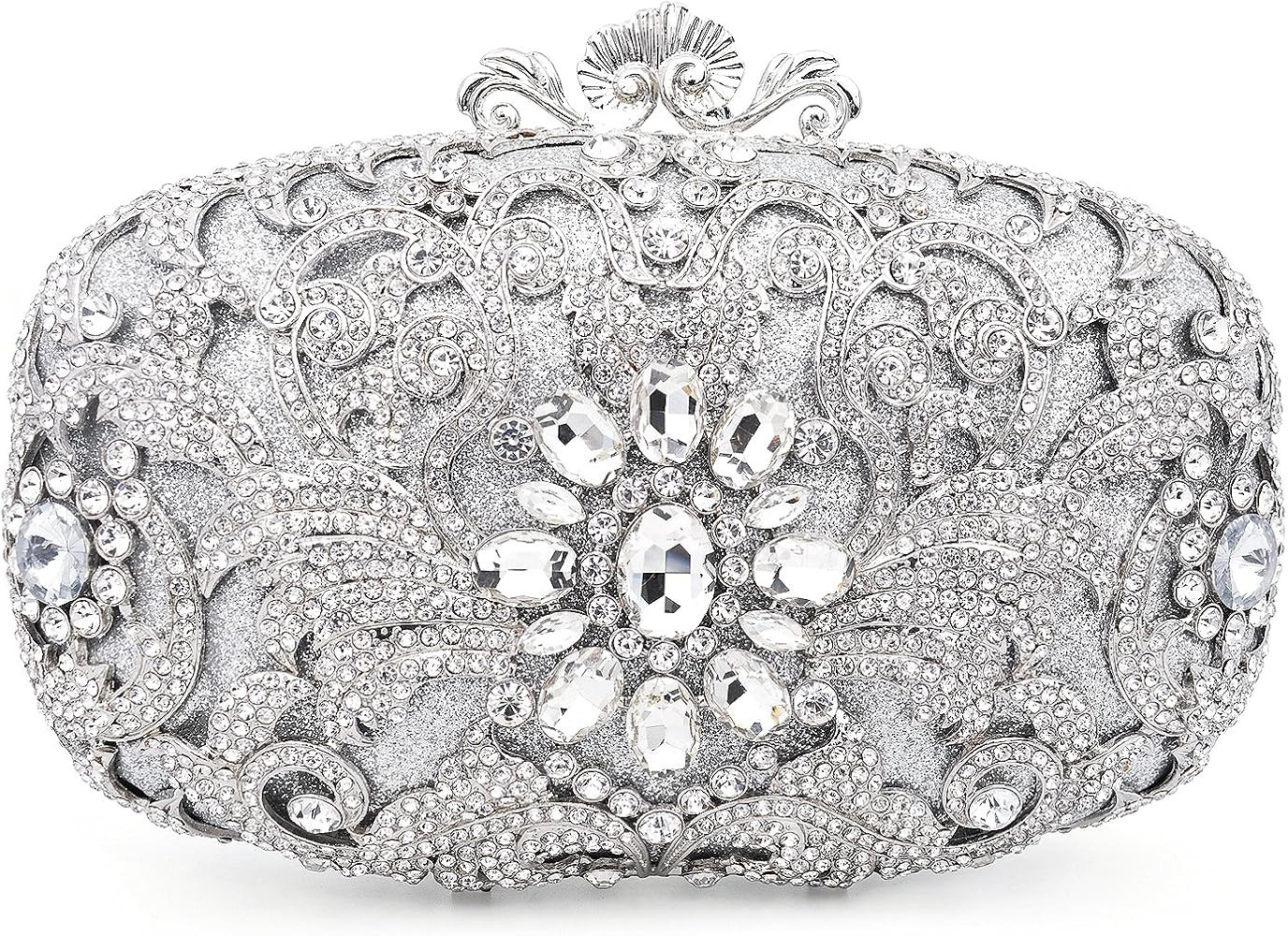 MOSSMON Luxury Crystal Clutch Women Rhinestone Evening Bag for Party and Wedding | Amazon (US)