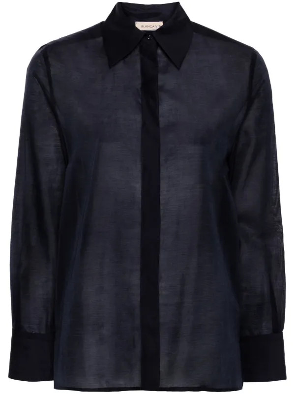Blanca Vita Cedry semi-sheer Shirt - Farfetch | Farfetch Global