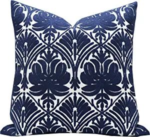 Slow Cow Embroidery Throw Pillow Cover Geometric Rose Navy Decorative Cushion Cover for Sofa 18x1... | Amazon (US)