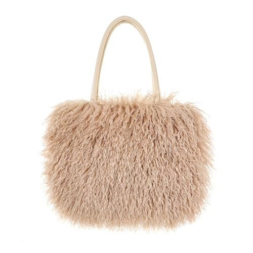 Women's Fluffy Tote Bag Curly Handbag Fuzzy Shoulder Bag Large Top Handle Purses Winter | Amazon (US)