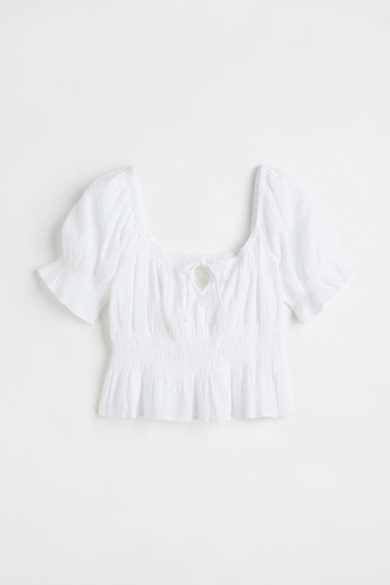 H&M+ Puff-sleeved peplum blouse | H&M (UK, MY, IN, SG, PH, TW, HK)
