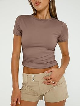 AUTOMET Womens 3 Piece Short Sleeve Shirts Basic Going Out Slim Fitted Crop Tops 2025 Summer Y2k ... | Amazon (US)