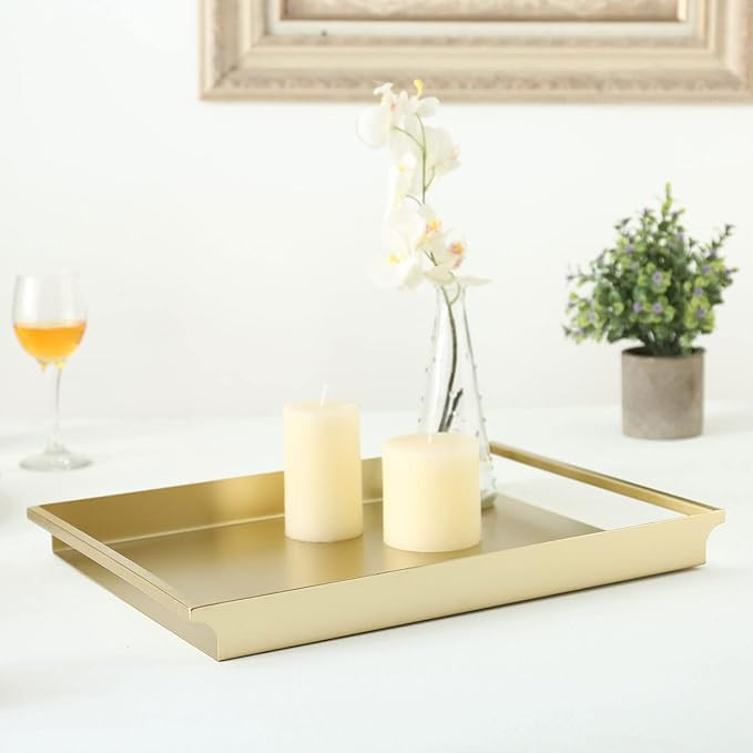 MyGift Decorative Serving Tray - Vintage Style Light Gold-Tone Metal Ottoman Coffee Table/Vanity ... | Amazon (US)