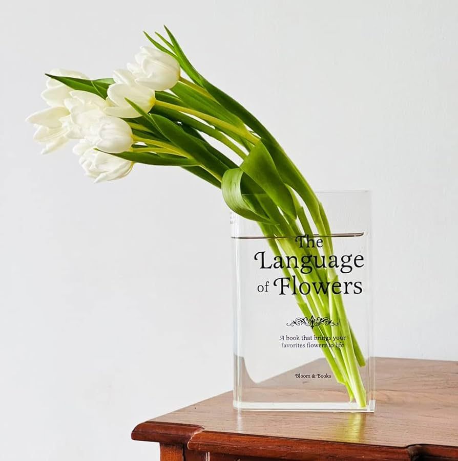 Acrylic Book Vase Clear Modern and Aesthetic Decor Sleek and Minimalist Home/Office (Transparent) | Amazon (US)