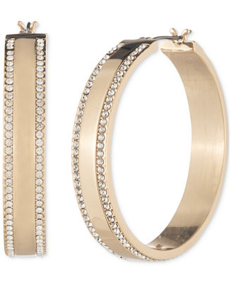 Medium Pavé Hoop Earrings, 1.4" | Macy's