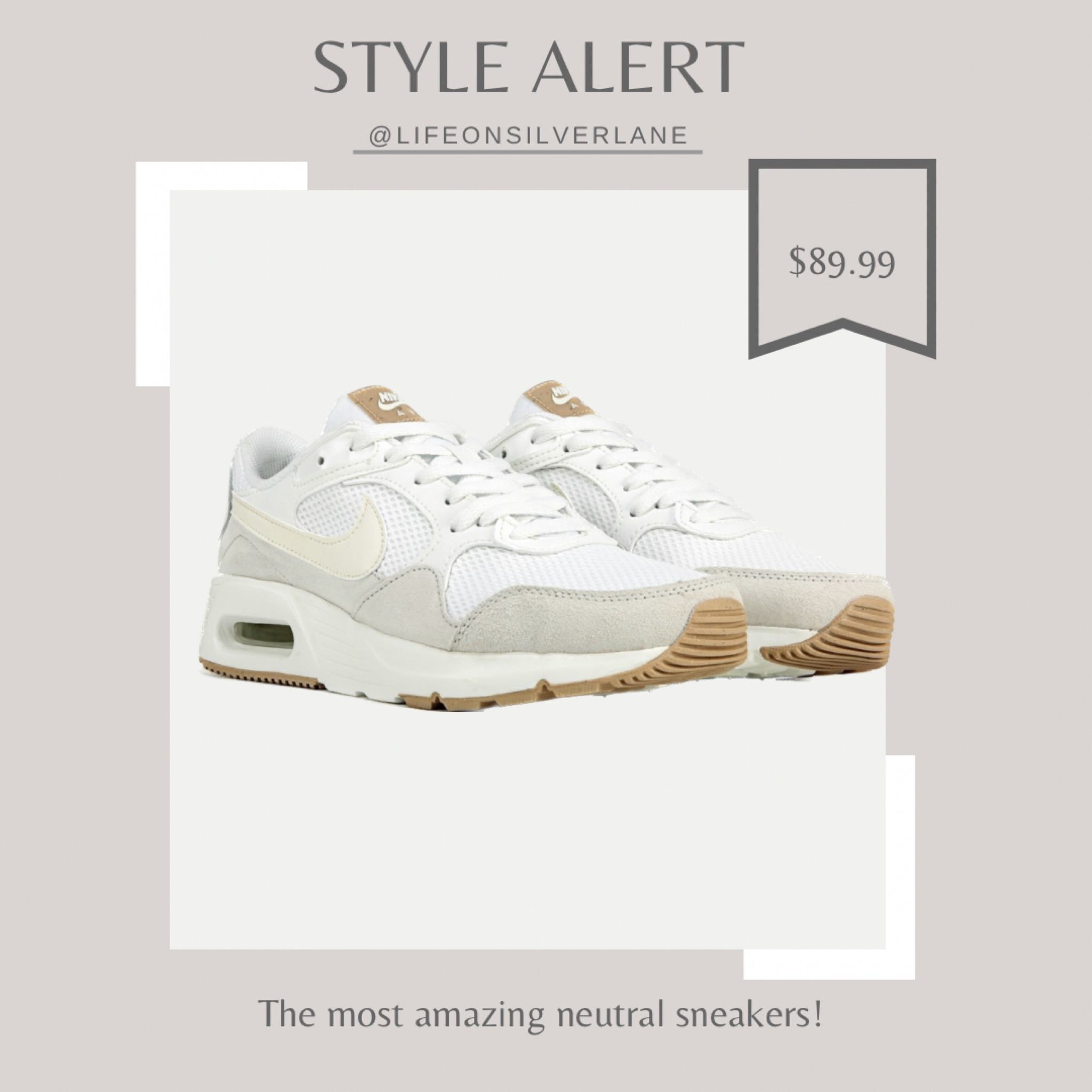 If I had to define my style as a shoe. This!
Would you call this a sneaker or a tennis shoe? 🤔 My inclination was sneaker in the description, but if I told my daughter to pick these up off the floor and put them away, because real life, I’d call them tennis shoes. 
#nike #tennisshoe #sneaker #neutralstyle #neutralshoe #neutralnike

#LTKstyletip #LTKBacktoSchool #LTKshoecrush