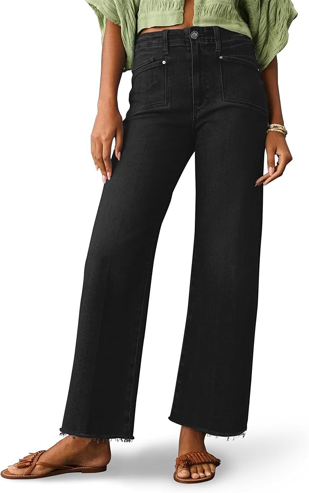 PHISOCKAT High Waisted Wide Leg Jeans for Women Stretchy Baggy Jeans Trendy Denim Pants with Pock... | Amazon (US)