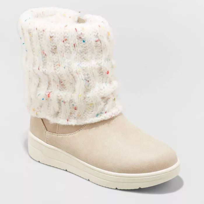 Girls' Thea Zipper Slip-On Winter Shearling Style Boots - Cat & Jack™ | Target