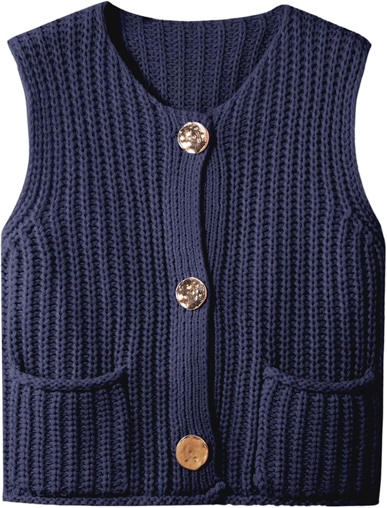 Hixiaohe Cardigan Sweater Vest, Crochet, Chunky Knit | Amazon (US)