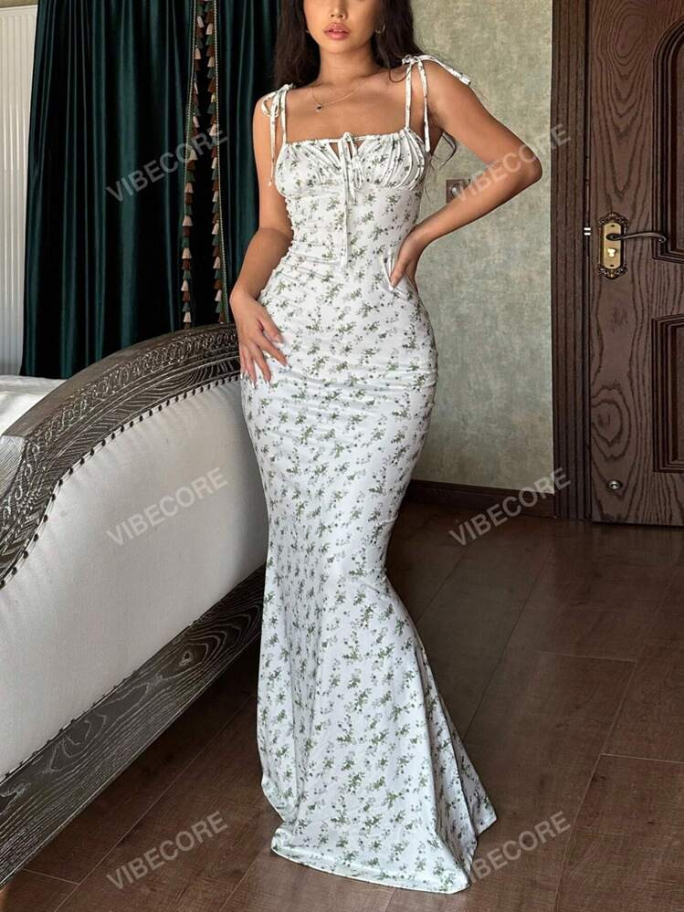 Women Floral Print Bodycon Sexy Fashion Spaghetti Strap Dress Elegant Party Vacation Festival Spring Summer Outfit | SHEIN