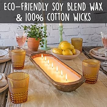MAINEVENT Wooden Dough Bowl Candles 20 Inch, Farmhouse Dough Bowl Candles, Table Centerpiece Wood... | Amazon (US)