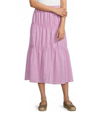 Coordinating Washed Silk Smocked Tiered Skirt | Dillard's