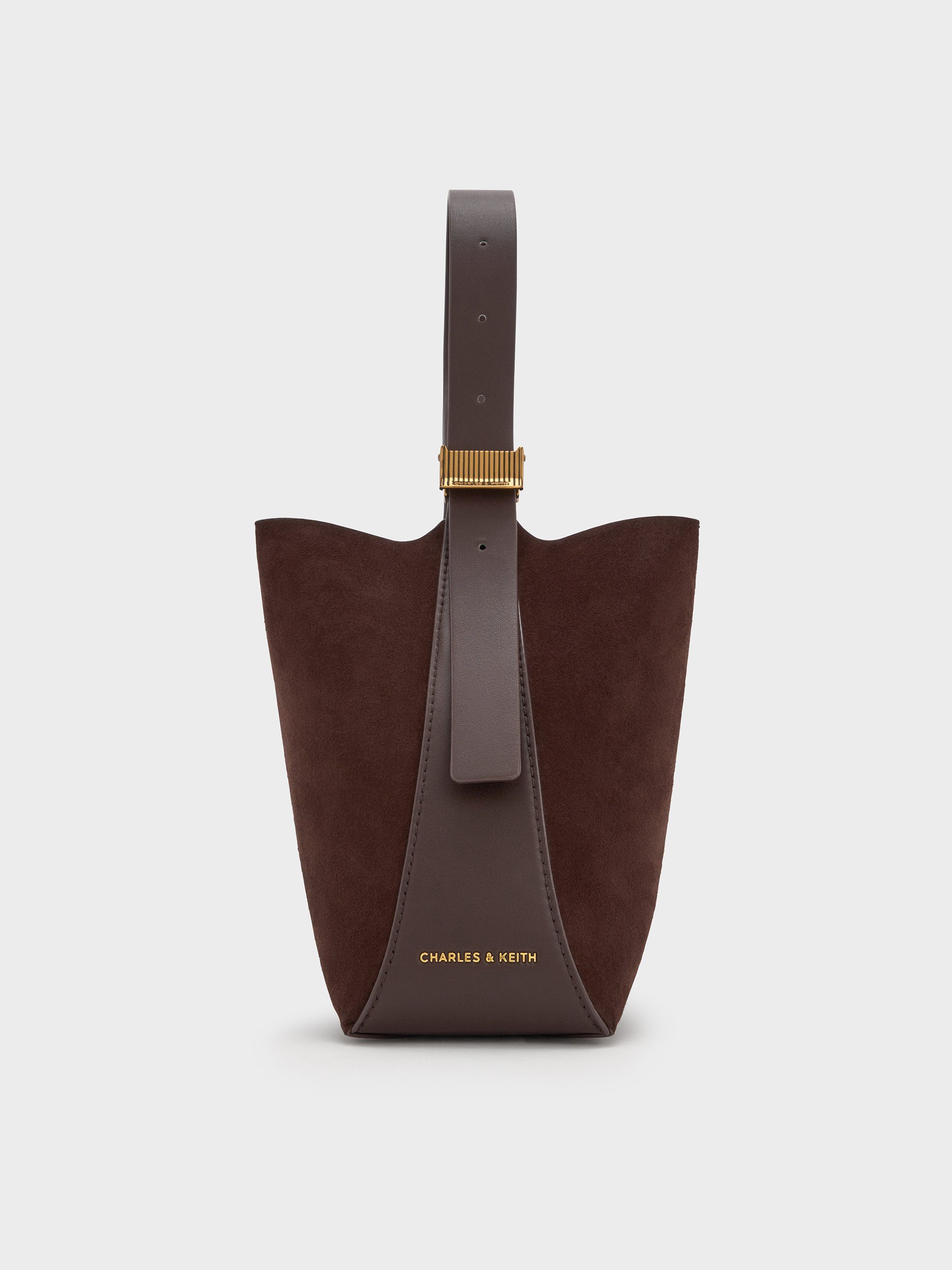 Espresso Brown Edna Recycled Suede Bucket Bag | CHARLES & KEITH UK | Charles & Keith UK