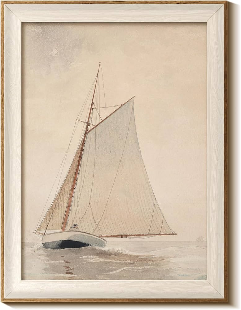 InSimSea Framed Canvas Wall Art of Large Coastal Sailboat - Classical Art for Living Room and Bed... | Amazon (US)