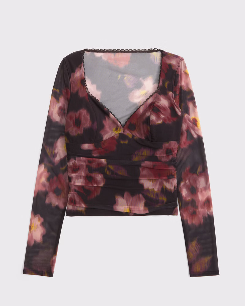 Women's A&F Zoe Bra-Free Long-Sleeve Lace Top | Women's New Arrivals | Abercrombie.com | Abercrombie & Fitch (US)