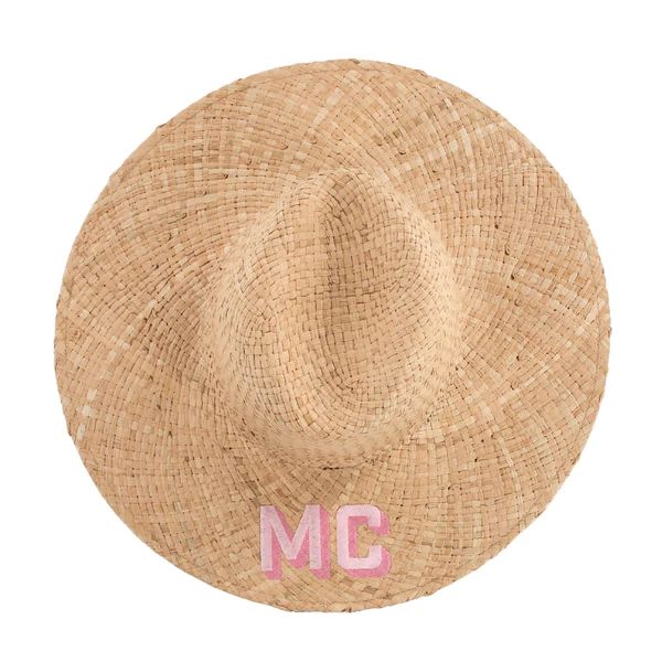Straw Beach Hat, Embroidered | Sprinkled With Pink