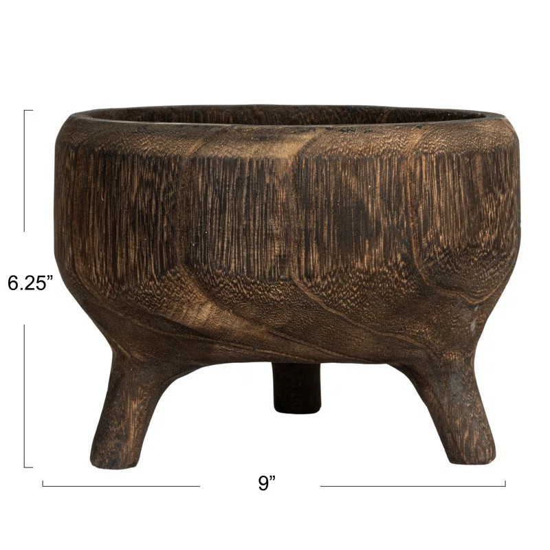 Rustic Paulownia Footed Wood Bowl | Wayfair North America