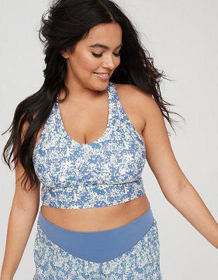OFFLINE By Aerie Real Me Racerback Longline Sports Bra | American Eagle Outfitters (US & CA)