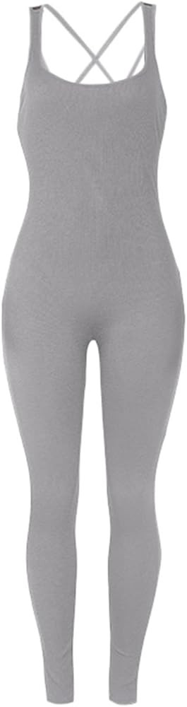 Yoga Jumpsuits for Women Sleeveless Crisscross Backless Butt Lift Legging Romper One Piece Athlet... | Amazon (US)