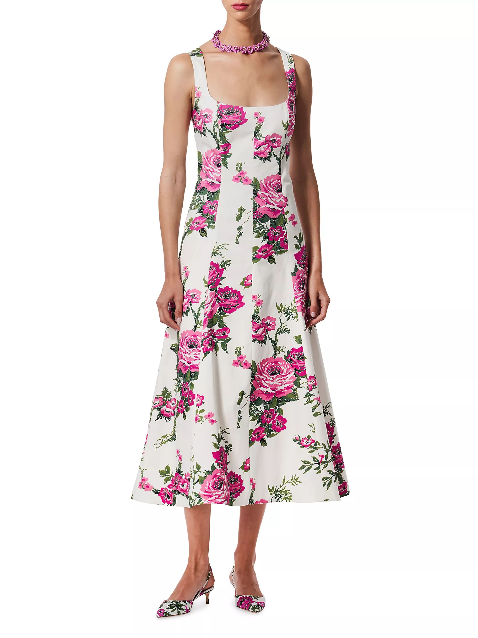 Cotton Floral Sleeveless Midi-Dress | Saks Fifth Avenue
