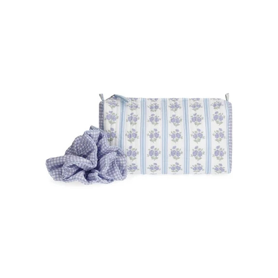 Hero image 0 of No Boundaries Women's Quilted Pouch and Hair Scrunchie Set, 2-Piece, Sky and Lila... | Walmart (US)
