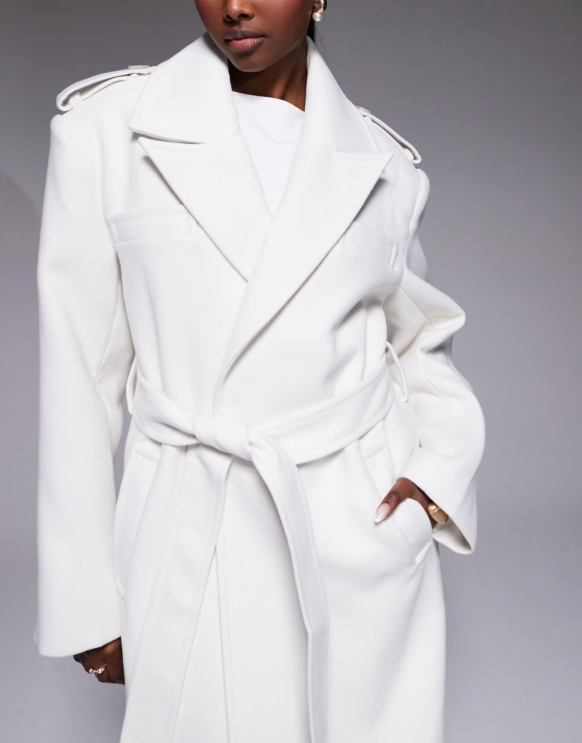 JLUXLABEL Savannah belted coat in ivory | ASOS | ASOS (Global)