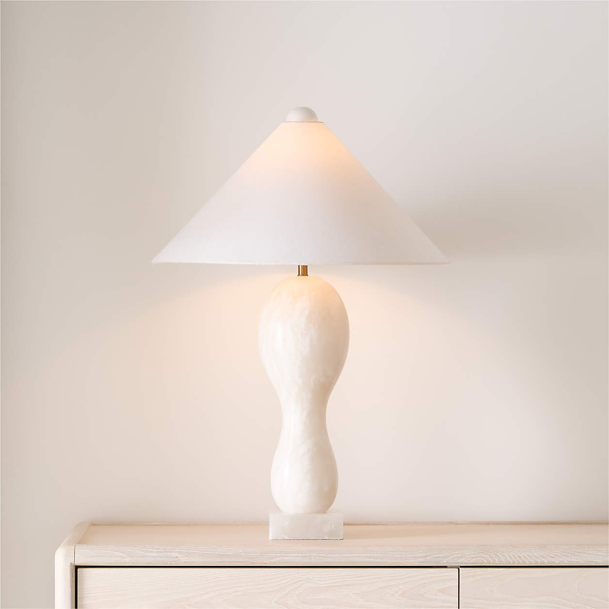 Seraph Alabaster Table Lamp with Fabric Shade 27.2" + Reviews | Crate & Barrel | Crate & Barrel