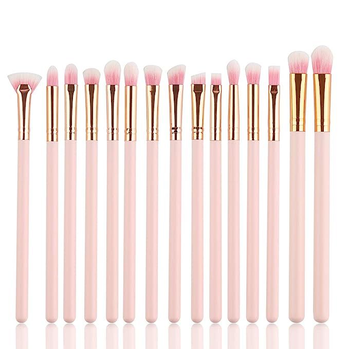 Eye Makeup Brushes Set , Logiverl 15 Pieces Eyeshadow Makeup Brush Set Included Eyeshadow Eyebrow... | Amazon (US)