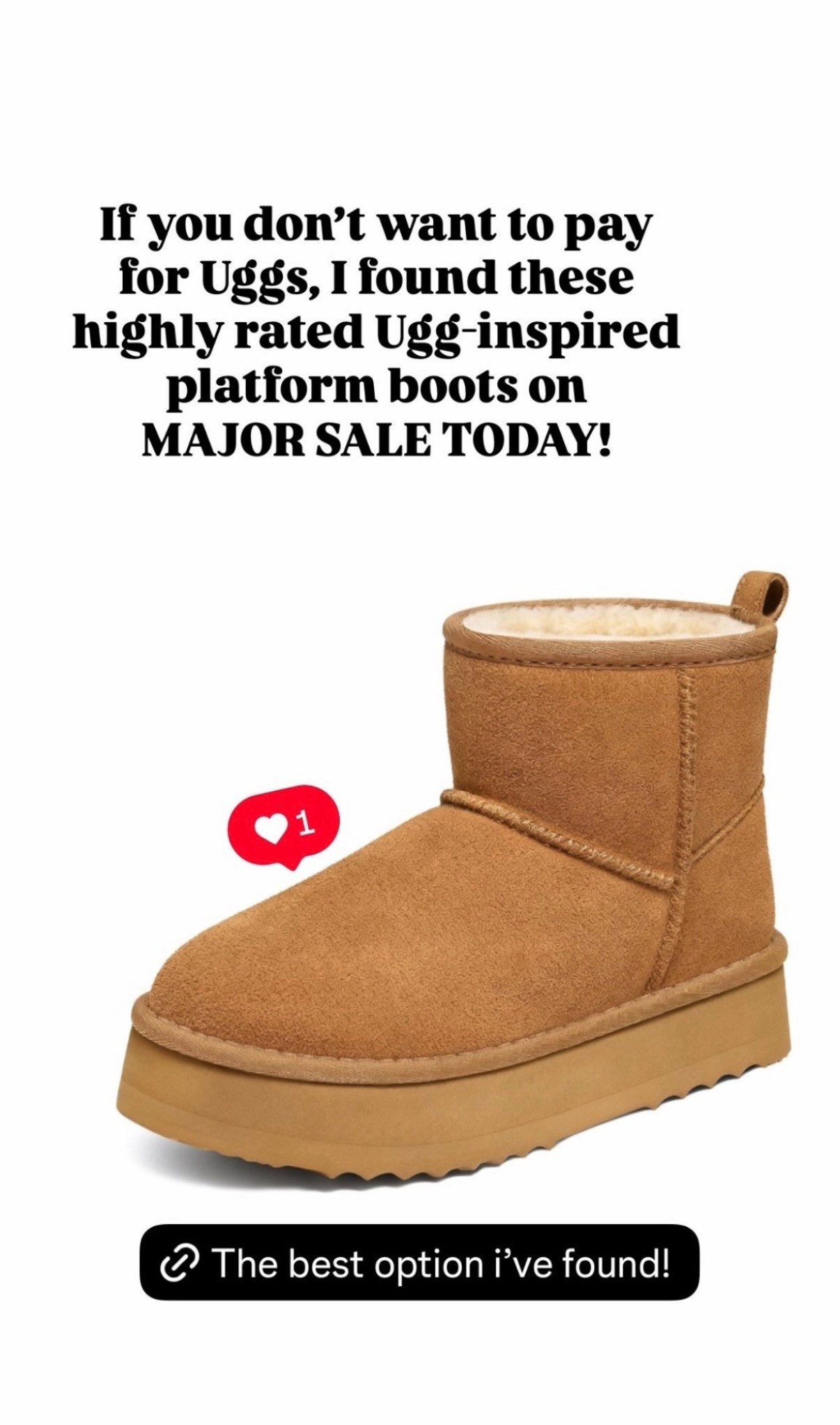 🤍 If you don’t want to pay for Uggs, I found these highly rated Ugg-inspired platform boots on 
MAJOR SALE TODAY!