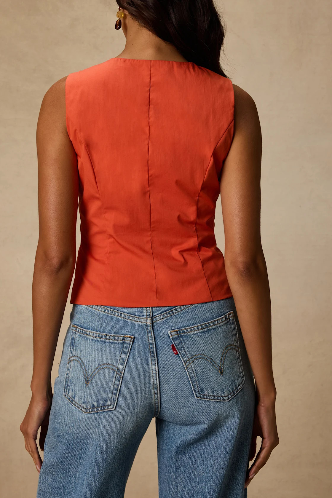 Seasonally Lovely Orange Scalloped Button-Front Poplin Top | Lulus