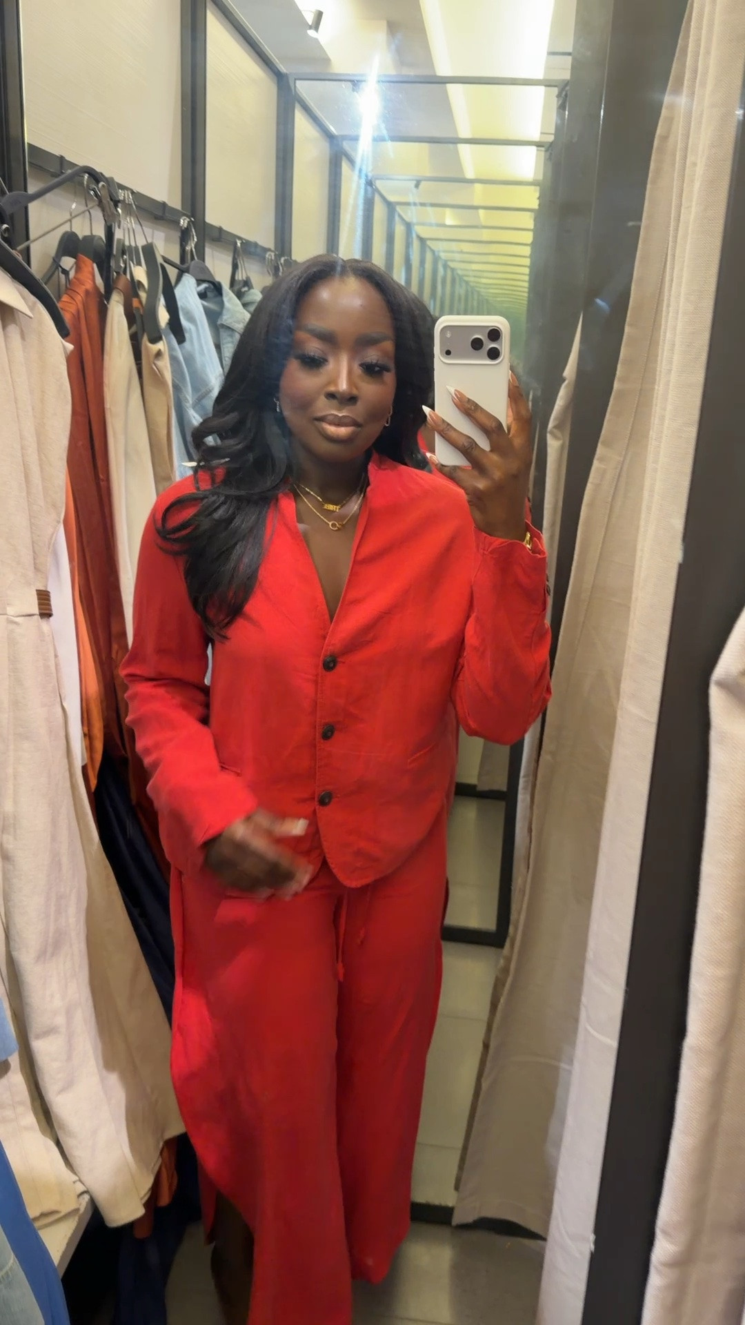 I love this red set from ZARA except I realize that I would need an XL on the bottom to get the loose fit that I was going for! It is so cute and breathable. #ZARA #ZARAWomen #Fashion #OutfitIdea