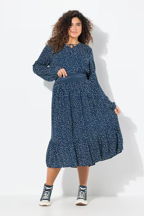 Polka Dot Long Sleeve Midi Dress | Ulla Popken - US
