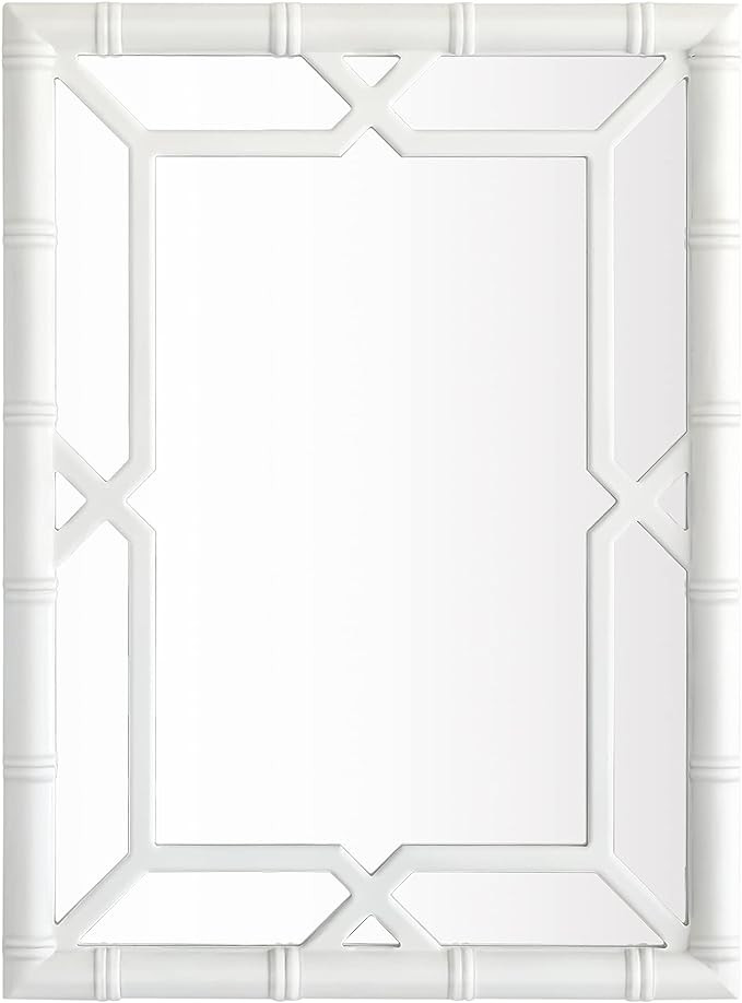 Bamboo-Look Solid Wood Window Pane Mirror 23" X 31" - White | Amazon (US)