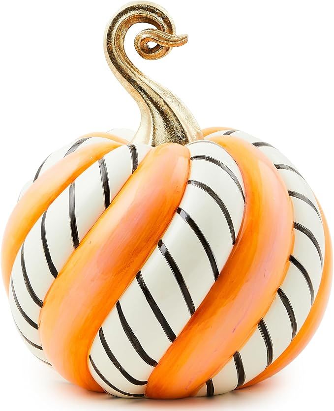 MACKENZIE-CHILDS Trick or Treat Candy Swirl Pumpkin, Resin Pumpkin Decor, Halloween Home Decor, M... | Amazon (US)