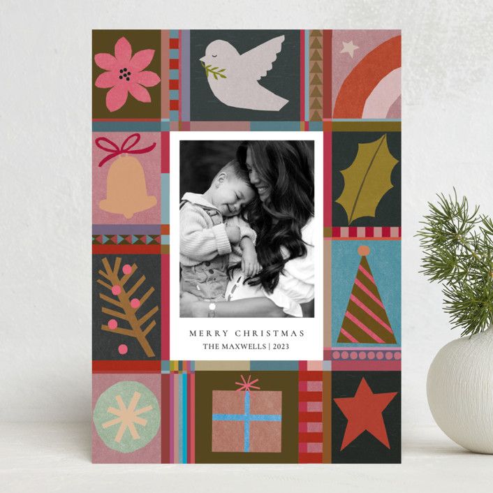 "Folk Frame" - Customizable Holiday Photo Cards in Brown by Sumak Studio. | Minted