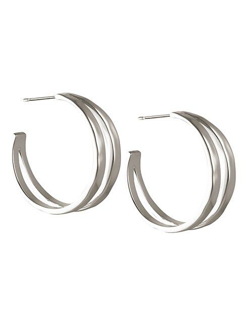 Zorte Hammered Rhodium-Plated Brass Split Hoop Earrings | Saks Fifth Avenue OFF 5TH