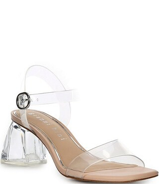 Alivia Two Clear Vinyl Block Heel Sandals | Dillard's